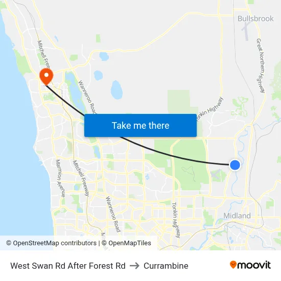 West Swan Rd After Forest Rd to Currambine map
