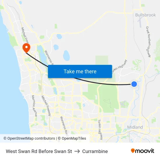 West Swan Rd Before Swan St to Currambine map