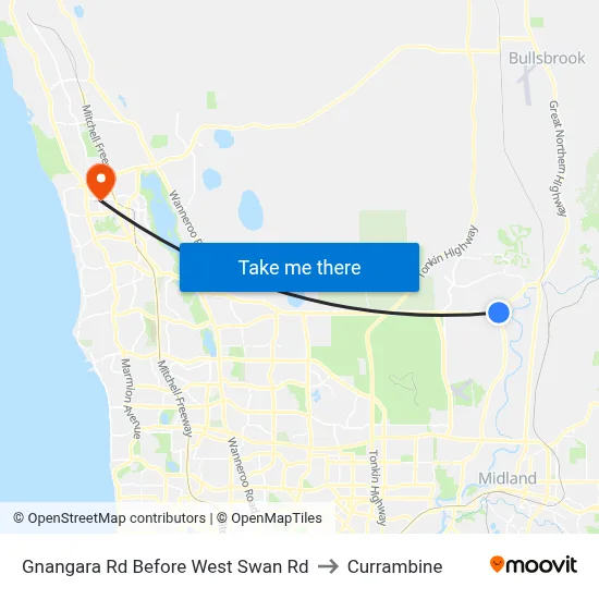 Gnangara Rd Before West Swan Rd to Currambine map