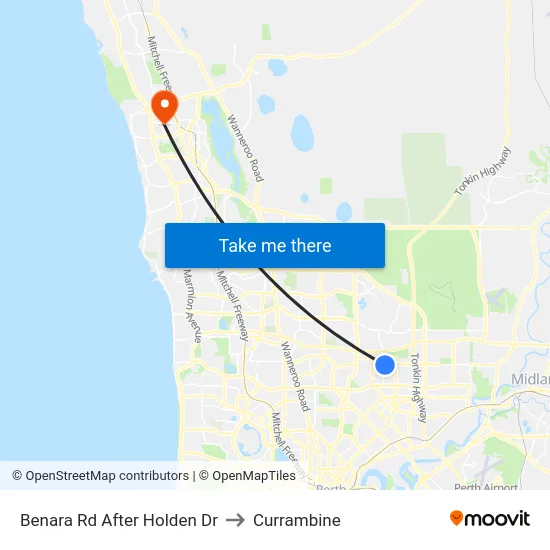 Benara Rd After Holden Dr to Currambine map