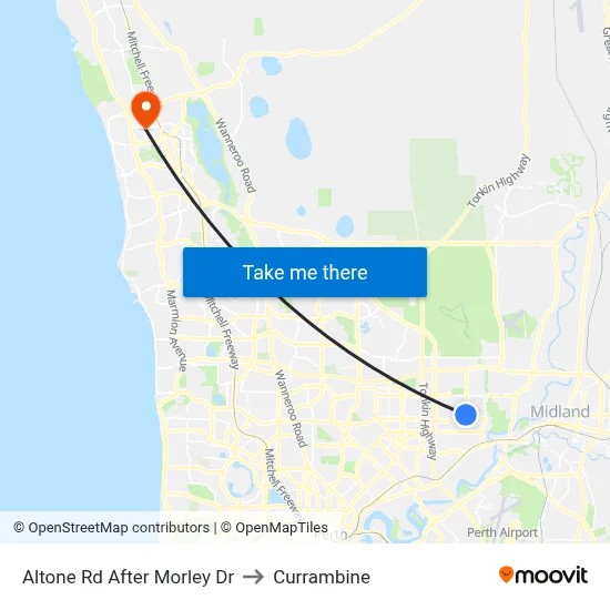 Altone Rd After Morley Dr to Currambine map