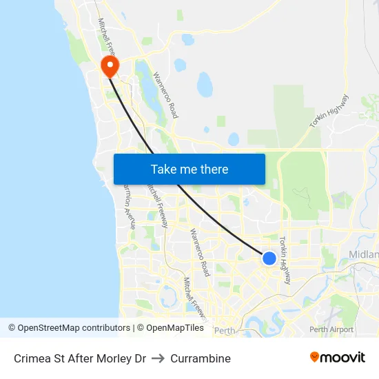 Crimea St After Morley Dr to Currambine map