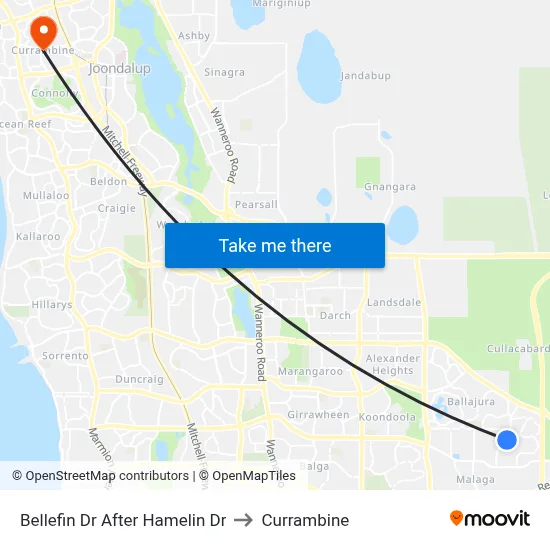 Bellefin Dr After Hamelin Dr to Currambine map