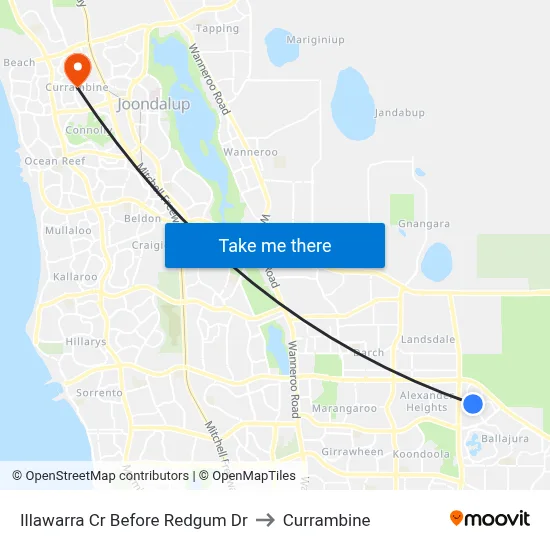 Illawarra Cr Before Redgum Dr to Currambine map