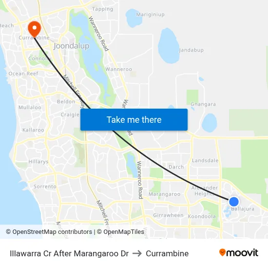 Illawarra Cr After Marangaroo Dr to Currambine map