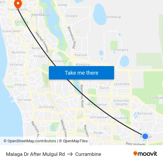 Malaga Dr After Mulgul Rd to Currambine map