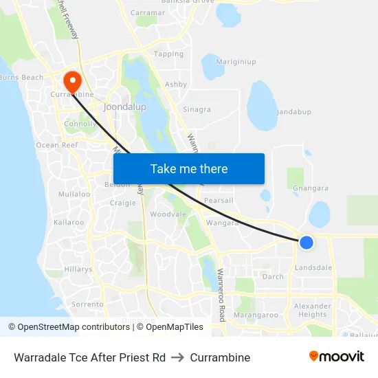 Warradale Tce After Priest Rd to Currambine map