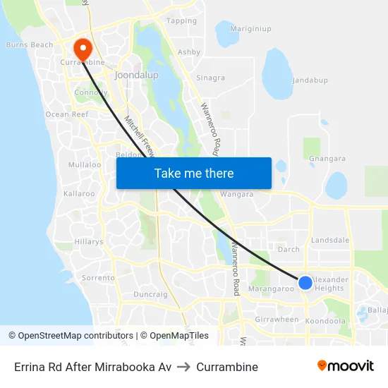 Errina Rd After Mirrabooka Av to Currambine map