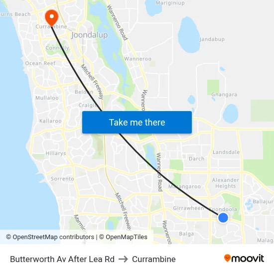Butterworth Av After Lea Rd to Currambine map