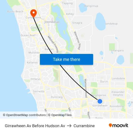 Girrawheen Av Before Hudson Av to Currambine map