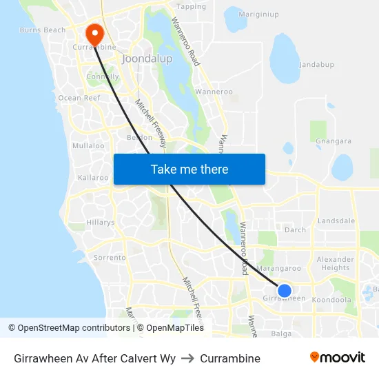 Girrawheen Av After Calvert Wy to Currambine map