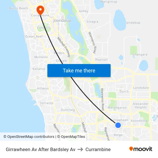 Girrawheen Av After Bardsley Av to Currambine map