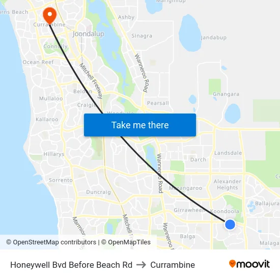 Honeywell Bvd Before Beach Rd to Currambine map