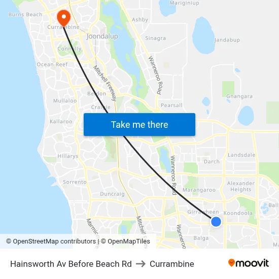 Hainsworth Av Before Beach Rd to Currambine map