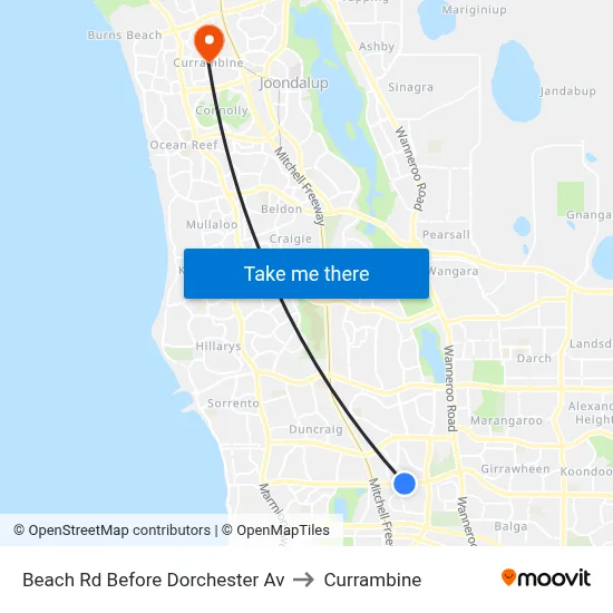 Beach Rd Before Dorchester Av to Currambine map