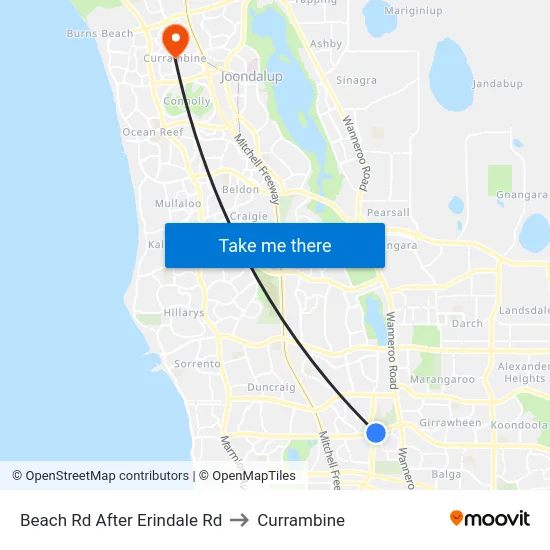 Beach Rd After Erindale Rd to Currambine map