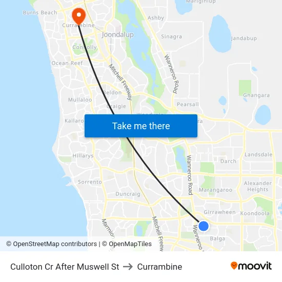Culloton Cr After Muswell St to Currambine map