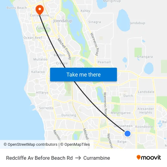 Redcliffe Av Before Beach Rd to Currambine map