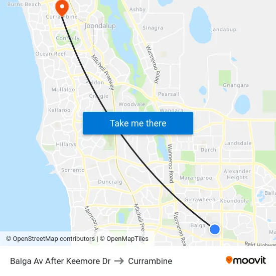 Balga Av After Keemore Dr to Currambine map