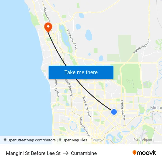 Mangini St Before Lee St to Currambine map