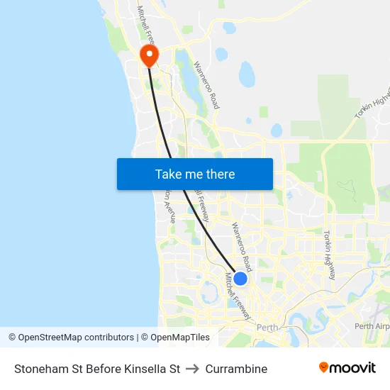 Stoneham St Before Kinsella St to Currambine map