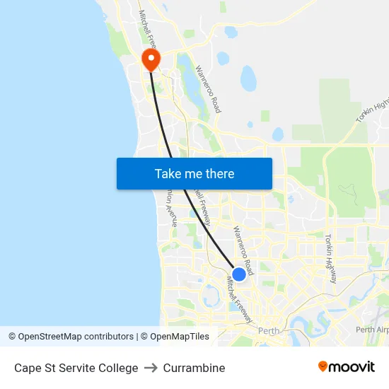 Cape St Servite College to Currambine map