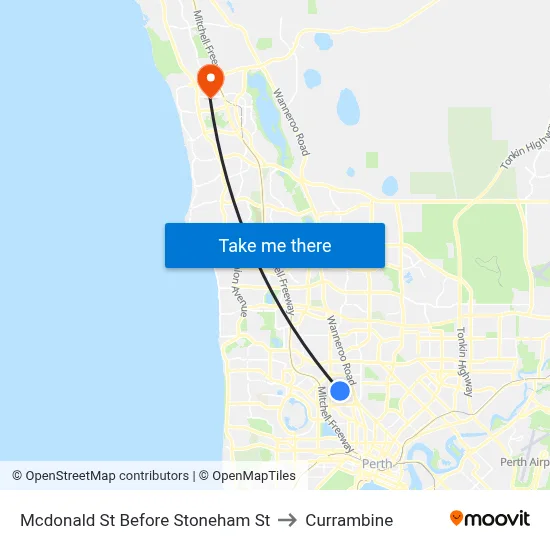 Mcdonald St Before Stoneham St to Currambine map