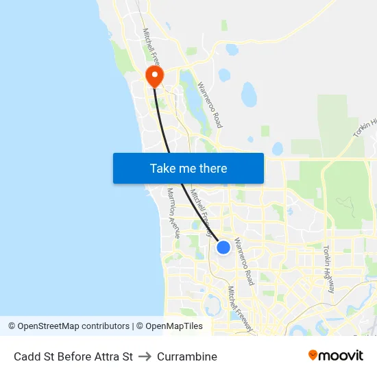 Cadd St Before Attra St to Currambine map