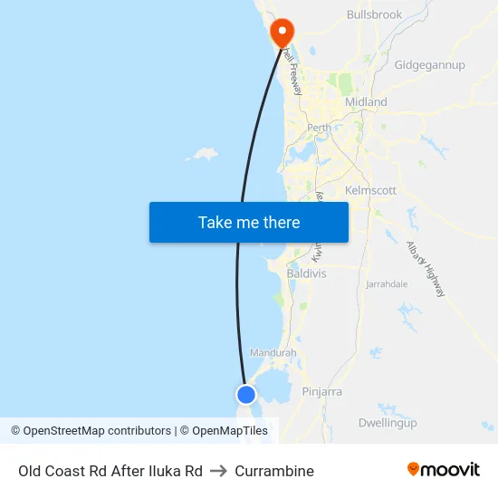 Old Coast Rd After Iluka Rd to Currambine map