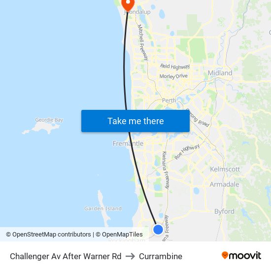 Challenger Av After Warner Rd to Currambine map