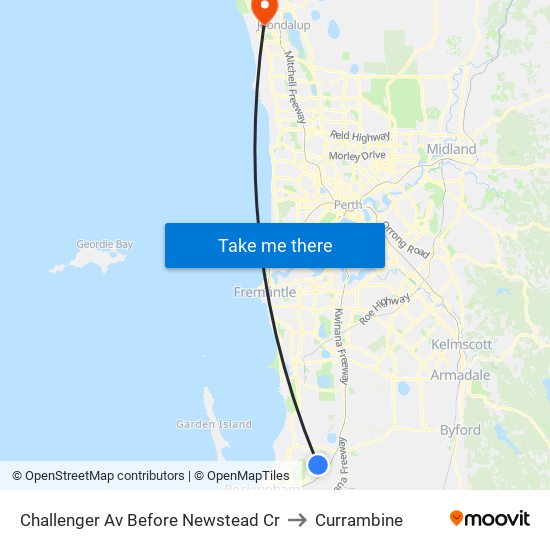 Challenger Av Before Newstead Cr to Currambine map