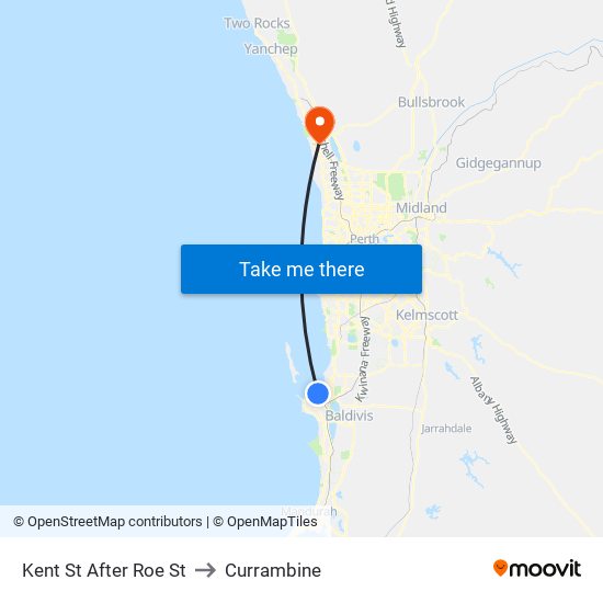 Kent St After Roe St to Currambine map