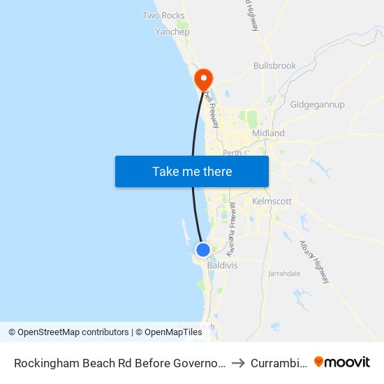 Rockingham Beach Rd Before Governor Rd to Currambine map