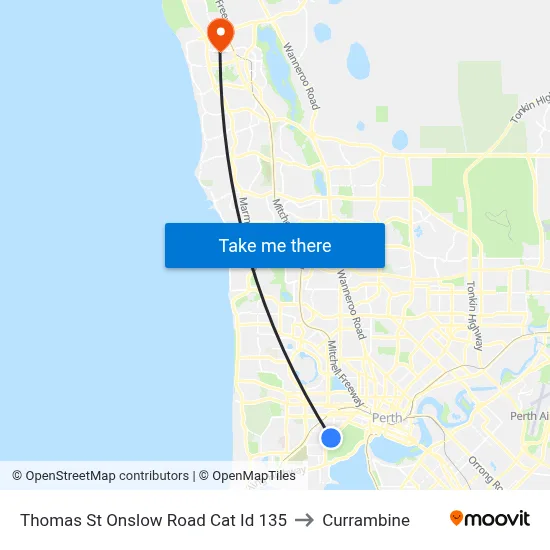 Thomas St Onslow Road Cat Id 135 to Currambine map