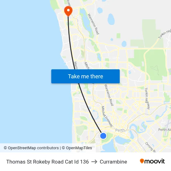 Thomas St Rokeby Road Cat Id 136 to Currambine map
