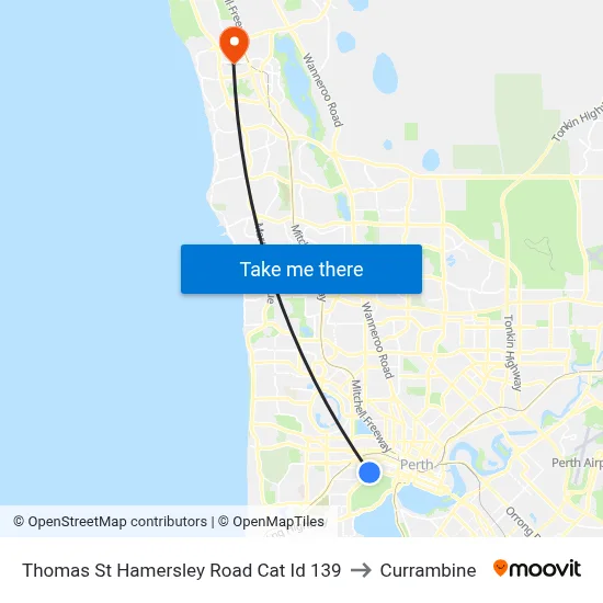 Thomas St Hamersley Road Cat Id 139 to Currambine map
