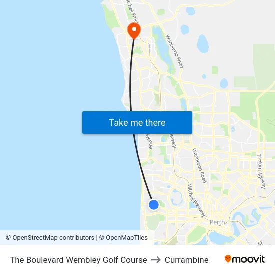 The Boulevard   Wembley Golf Course to Currambine map