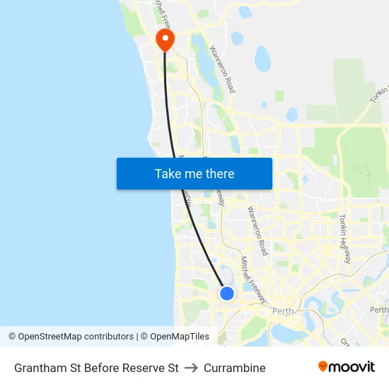 Grantham St Before Reserve St to Currambine map
