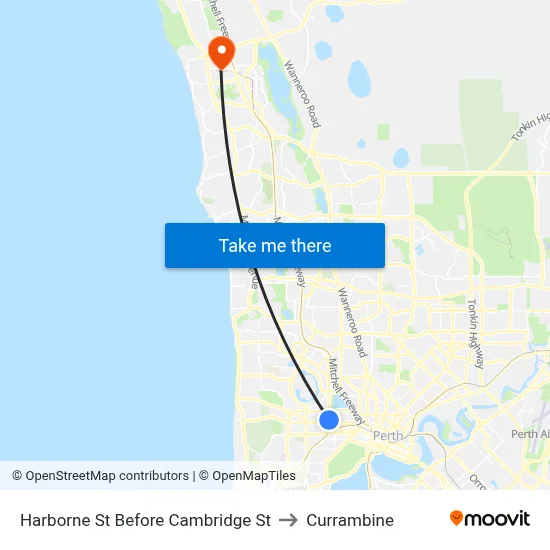 Harborne St Before Cambridge St to Currambine map