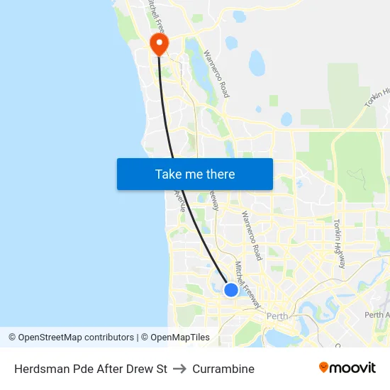 Herdsman Pde After Drew St to Currambine map