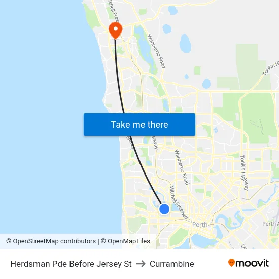 Herdsman Pde Before Jersey St to Currambine map
