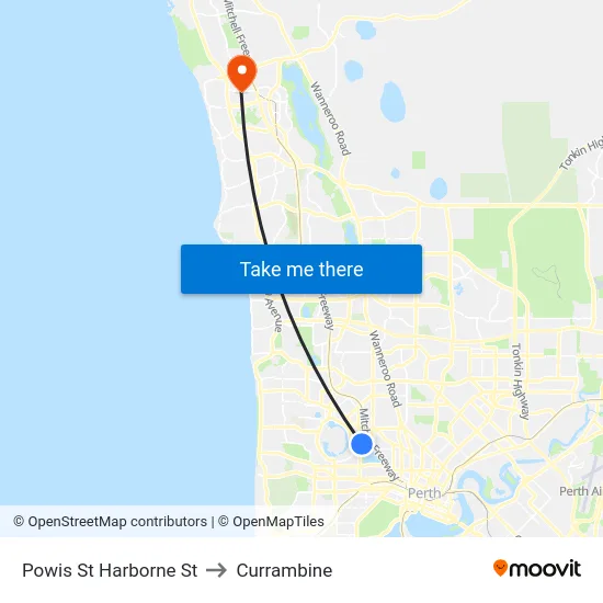 Powis St Harborne St to Currambine map