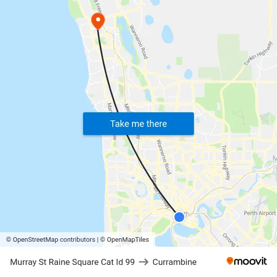 Murray St Raine Square Cat Id 99 to Currambine map