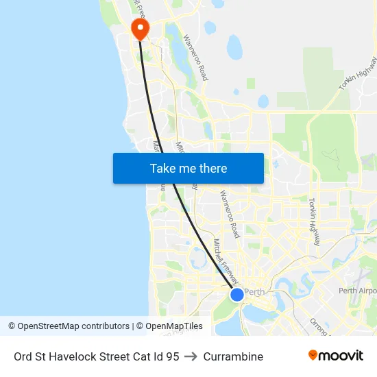 Ord St Havelock Street Cat Id 95 to Currambine map