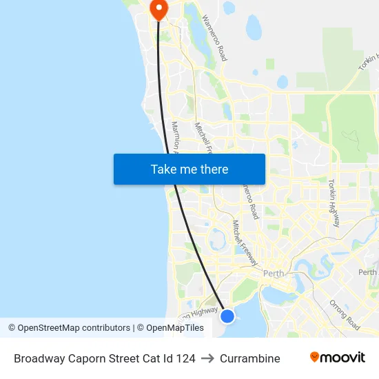 Broadway   Caporn Street Cat Id 124 to Currambine map