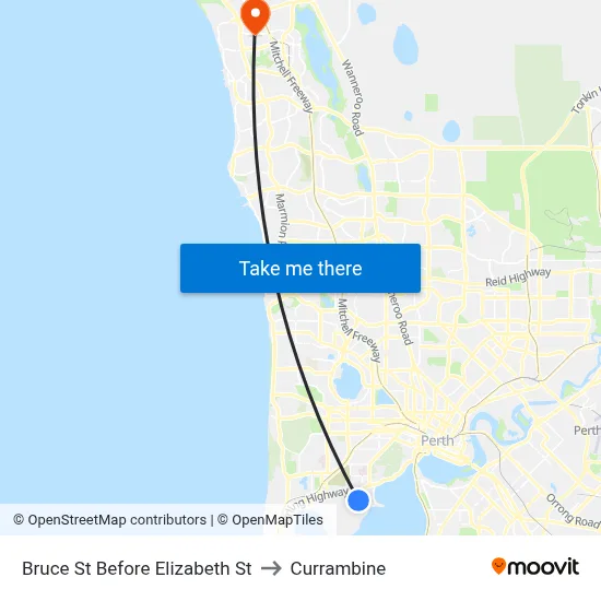 Bruce St Before Elizabeth St to Currambine map