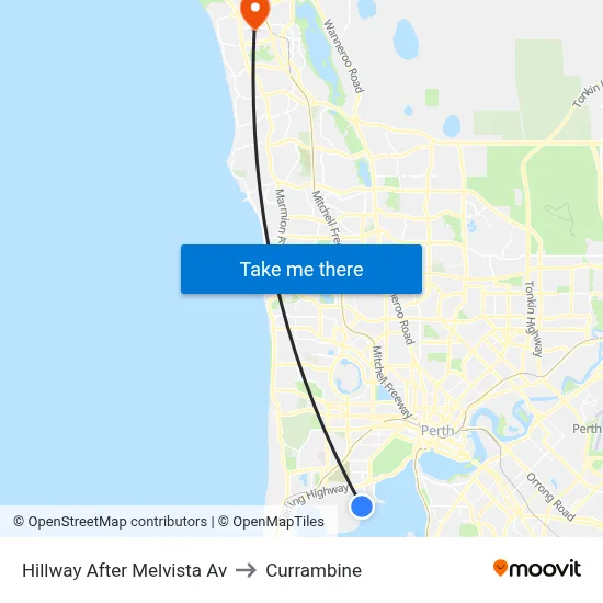 Hillway   After Melvista Av to Currambine map