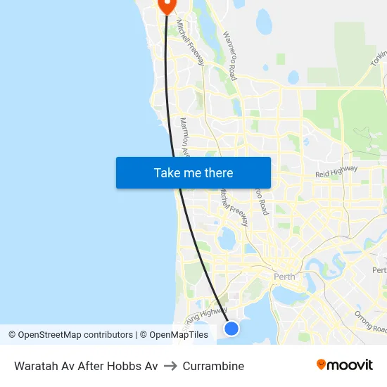Waratah Av After Hobbs Av to Currambine map