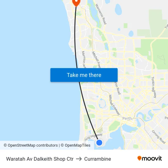 Waratah Av Dalkeith Shop Ctr to Currambine map