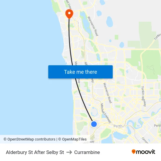 Alderbury St After Selby St to Currambine map